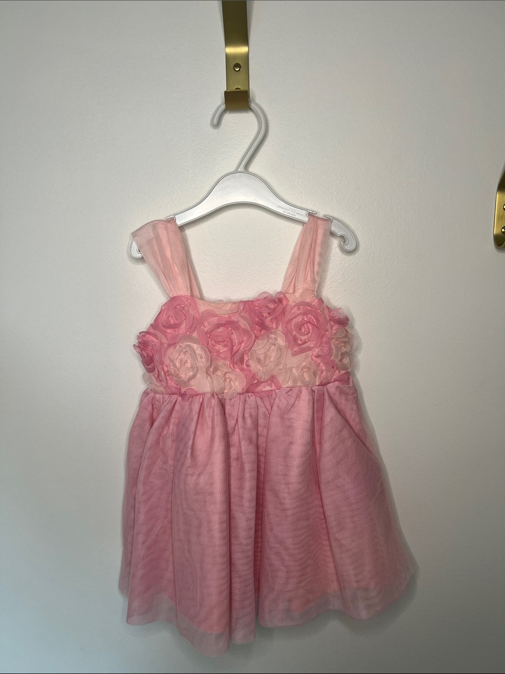Beautiful pink floral tulle formal dress